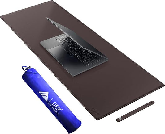 Cacoy 40" x 16" PU Leather Desk Pad Blotters, XXL Large Computer Mouse Pad for Office and Home Work, Waterproof Desk Mat Protector Gaming Keyboard Mousepad (Dark Brown)