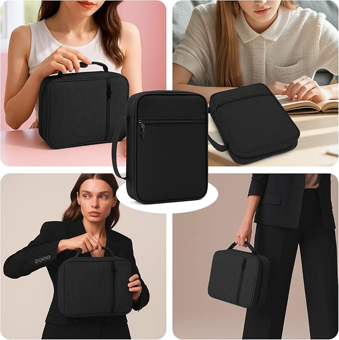 Bible Cover with Durable Handle,Carrying Book Case Church Bag Bible, Protective with Zippered Pocket,Bible Study Accessories Supplies,Gift for Mother Lady Women Men(Black)