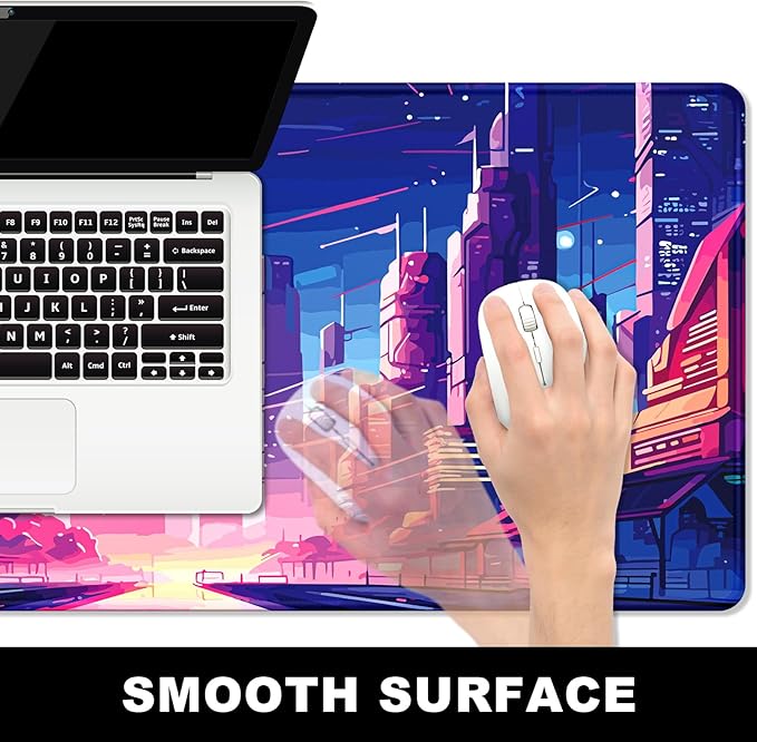 BOSOBO Large Mouse Pad, Desk Pad, XXL XL Extended Gaming Mouse Pad, Desk Mat for Office & Home, Long Keyboard Mat, Huge Mouse Pad, Desktop Full Cover 35.5 x 15.7 Inches, Anime Tokyo Cyberpunk