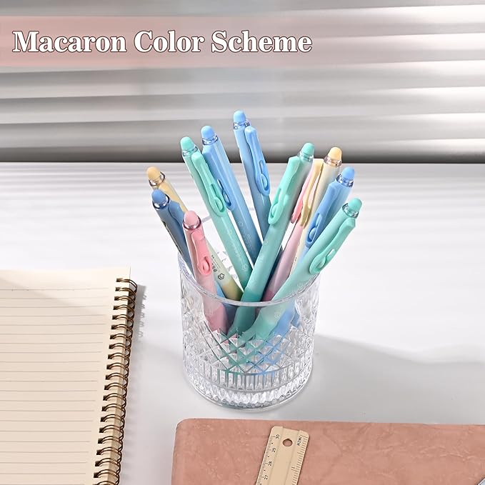 BAYTORY 11Pcs Fine Point Erasable Gel Pens, 0.5mm Aesthetic Retractable Silent Erasable Pen, Comfortable Grip for Smooth Writing Planner and School Supplies (Black Ink)