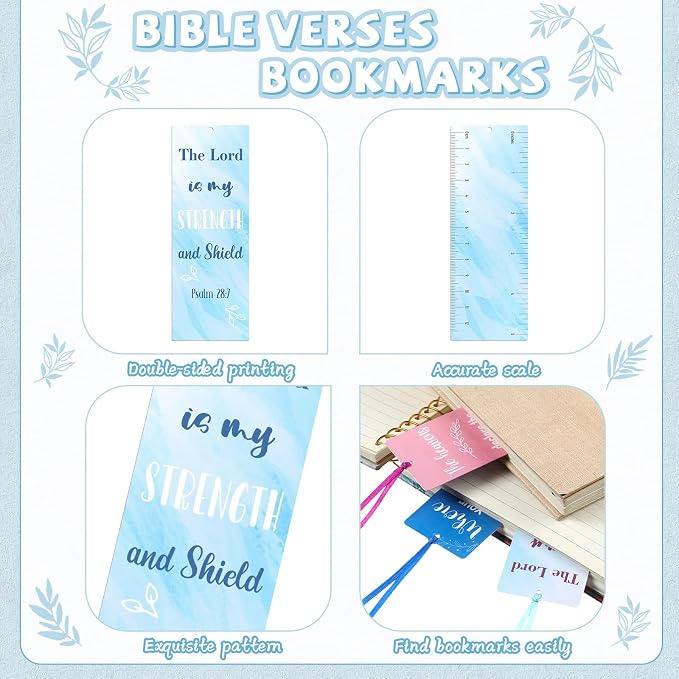 Chinco 120 Pack Christian Bookmarks Watercolor Bible Verse Bookmarks with Scripture Religious Inspirational Quotes Bible Gifts Easter Sunday School Gifts Church Supplies