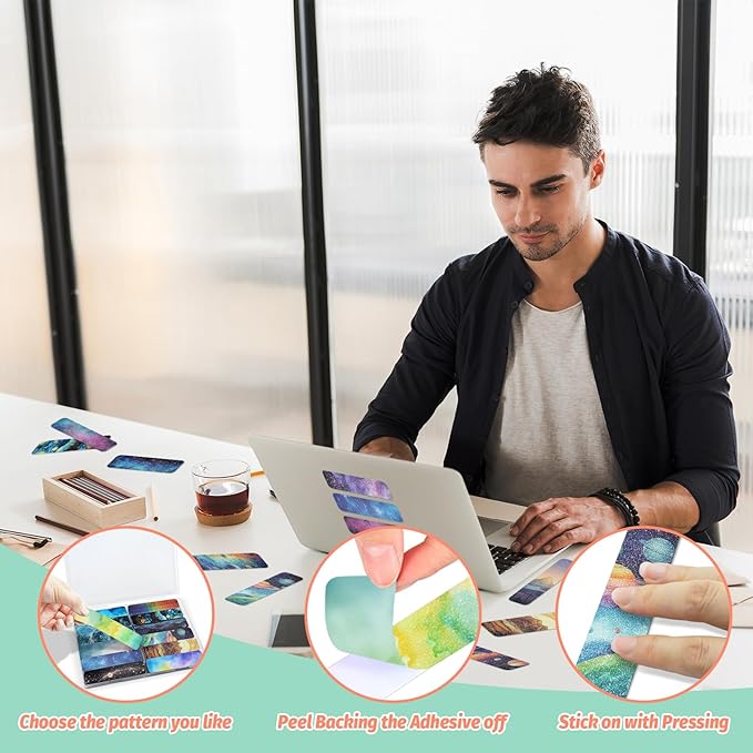 120 Pieces Anxiety Sensory Stickers with 2 Textured Sticker - Desk Fidget and Calming Stickers with Storage Box for Adults & Teens - Anxiety Relief Sensory Strips (Colorful)