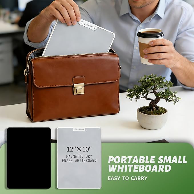 UNCLE BOARD 15 inch x 9 inch Dry Erase Board, Magnetic Small White Board with 3 Magnetic Pens, Portable Student Whiteboard - Perfect for Planning, Drawing, Memos, to-Do Lists.