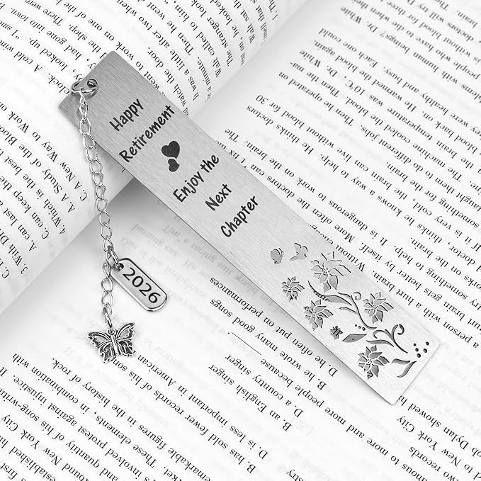 Quimoy Happy Retirement Bookmark 2026, Best Gifts for Retirement, Retirement Gift for Woman Coworker Employee Boss Leader Friends Retired Teacher Nurse, Funny Retirement Gifts for Book Lovers