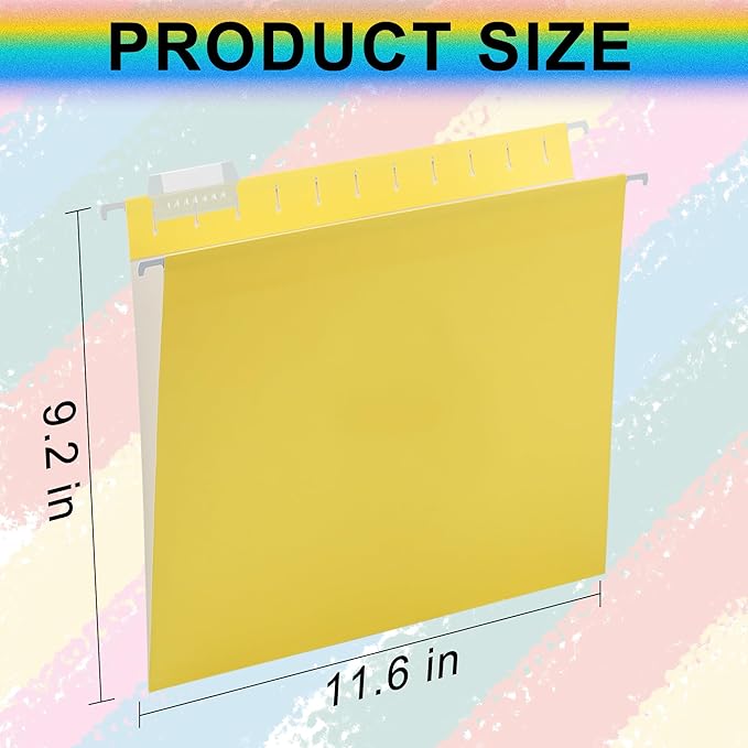 pmybupo Hanging File Folders,25 Pack Yellow Letter Size Hanging File Folders with 1/5-Cut Tabs,Ideal for Home and Office Organization and Papers Classification