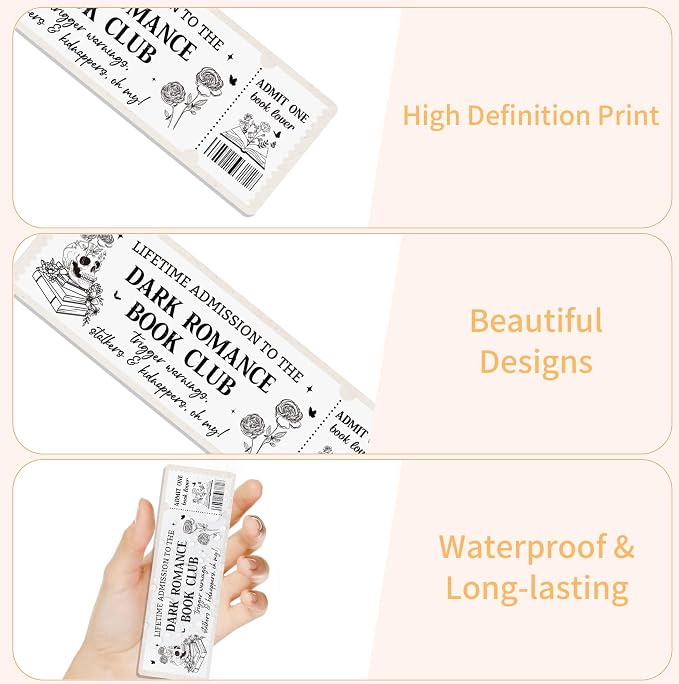 Dark Gothic Romance Bookmarks: 20 PCS Ticket-Style Bookish Gifts, Aesthetic Spicy Book Accessories for Women, Reading Merch for Adults & Book Club Lovers