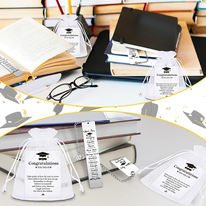 Skyygemm 12 Pcs Graduation Bookmarks Bulk, Metal Christian Graduation Bookmarks Bible Verse Religious Gifts for Him Her College High Middle School Students Grad