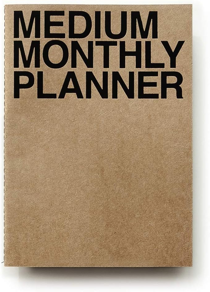 JSTORY Medium Monthly Planner Lays Flat Undated Year Round Flexible Cover Goal/Time Organizer Thick Paper Eco Friendly Customizable Stitch Bound A5 16 Months 150 GSM 18 Sheets Kraft