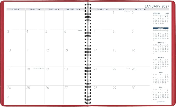 AT-A-GLANCE 2027 Planner, Monthly, 15-Month Jan-Mar, 9" x 11", Unruled Daily Blocks, Red (702501327)