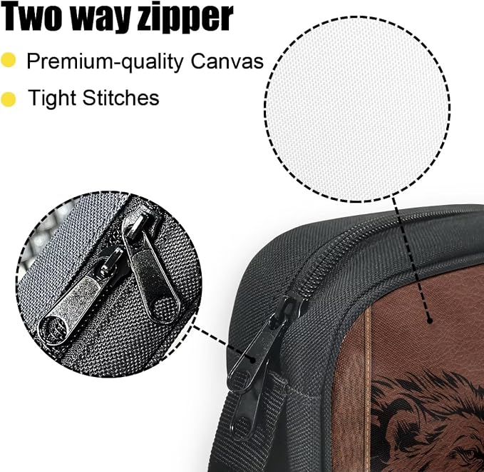 Lion Print Bible Case for Women Men,Brown Bible Holder Case Portable Canvas Church Bag
