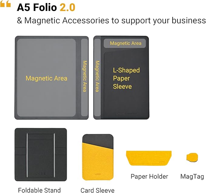 LHiDS Creative Folio Lite 2.0 with Stand, Business Portfolio Resume, 3-in-1 Padfolio with Magnetic Accessories, Work as Notebook Cover, Clipboard, Organizing Board for Home and Office (Gray, A5)