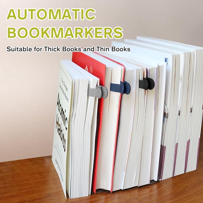 SMUK 3 Pieces Silicone Bookmark, Unique Automatic Bookmarks for Book Lovers Reading Women Men Teens Teachers, Book Mark Book Page Keeper Reading Gifts for Reading Lovers
