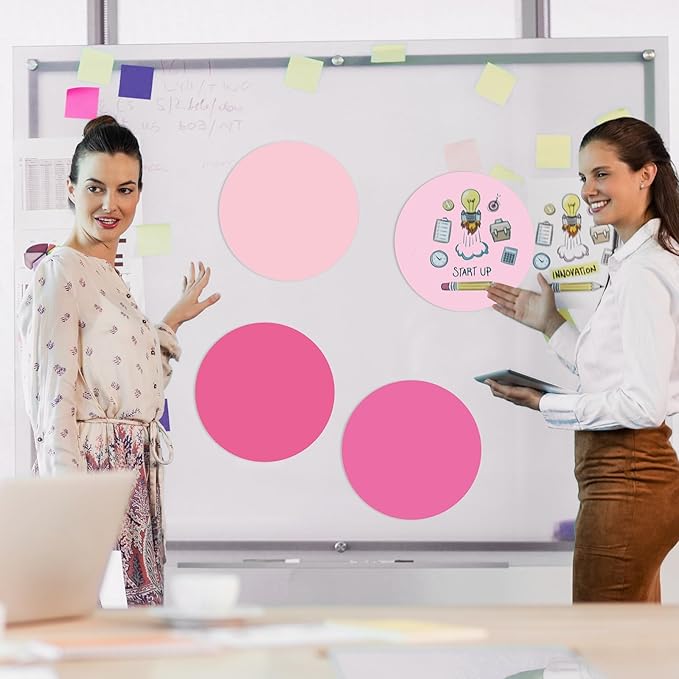 Lincia 24 Pack Colorful Erase Dots Circles 10.5 Inch Removable Vinyl Spot Dry Erase Desktop Writing Spots Set for 100th Day of School Classroom Table Teacher Students Home Desk Wall (Pink Colors)