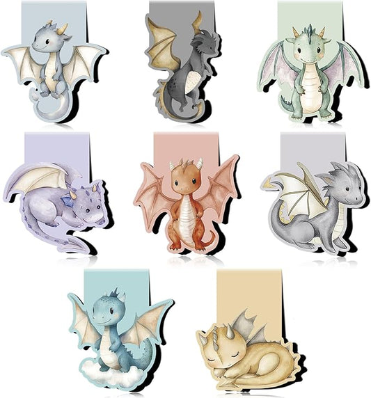Cute Dragon Bookmark Gift - 8 PCs Fantasy Bookmarks Cool Unique Magnetic Book Mark Funny Magnets Page Clip for Reading Women Men Kids Bookish Students Birthday Graduation Back to School