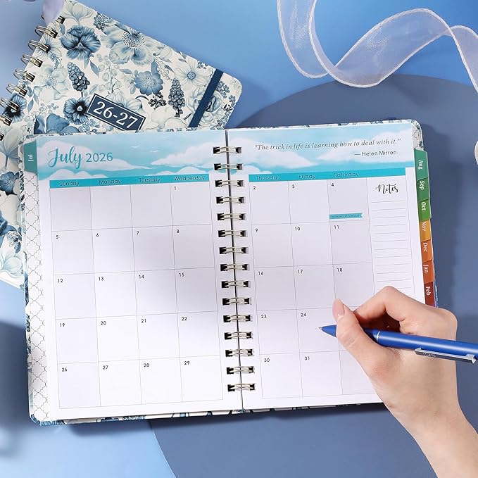 2026-2027 Planner - 6.4'' x 8.5'' Jul. 2026 - Jun. 2027, 2026-2027 Weekly & Monhtly Academic Planner Spiral Bound,with Sturdy Cover, Monthly Tab, Inner Pocket, Elastic Closure