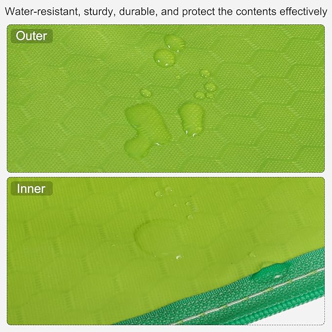PATIKIL Waterproof Zipper File Bags, 10 Pack A6 Size Document Pocket Storage Organizer Pouch for Travel Office Supply, Green