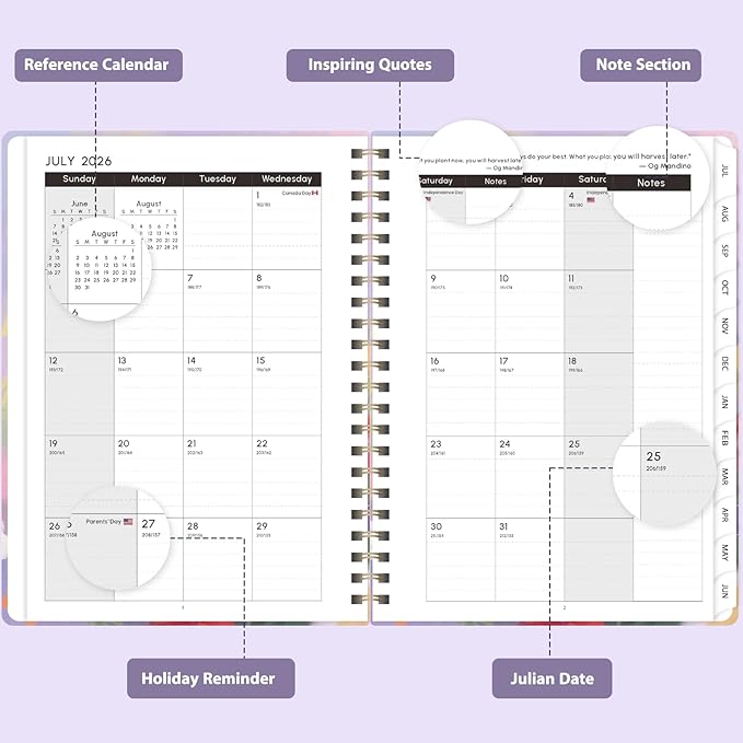 Academic Planner 2026-2027, Weekly and Monthly Agenda Planner, Daily Calendar Planning Notebook (July 2026 - June 2028), School Teacher Student Supplies, Daisy Blooms
