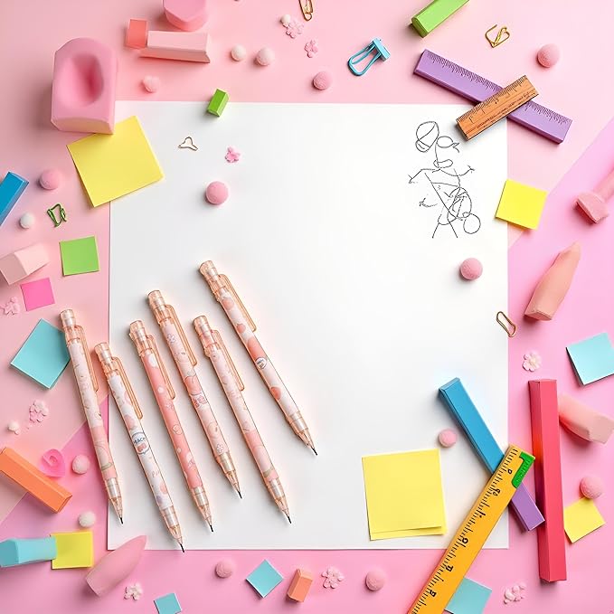 1 Pc Pink Mechanical Pencil 0.5mm Pencil Refill Automatic Pencils Cute Peach Press Automatic Cute Mechanical Pencil Stationery School Office Supplies Office Products Writing and Correction Supplies