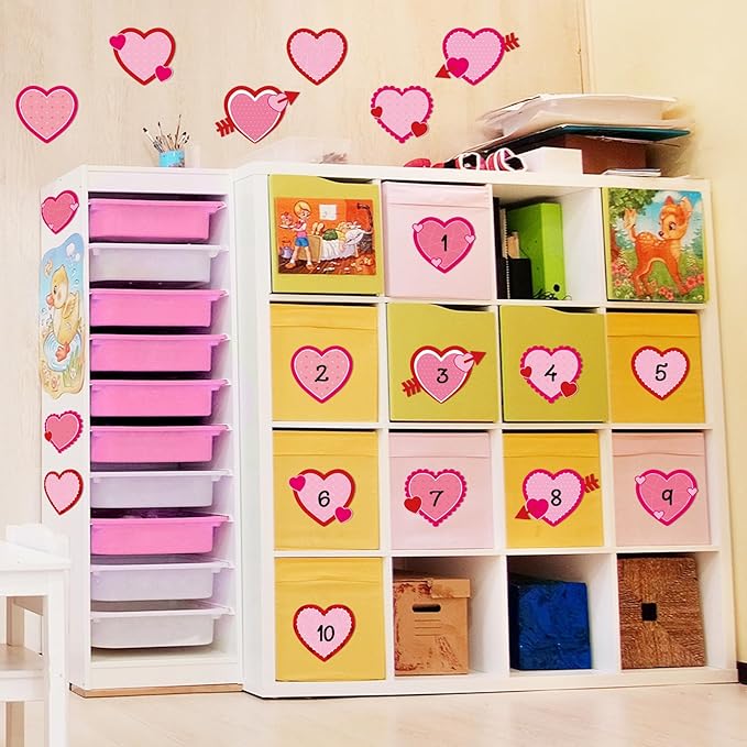 72pcs Valentine's Day Bulletin Board Decorations Valentines Day Party Decor 5.9 x 3.9 Inch Paper Hearts Cutouts for Themes Bulletin Board Classroom School Wedding Anniversary Party Supplies 9 Designs