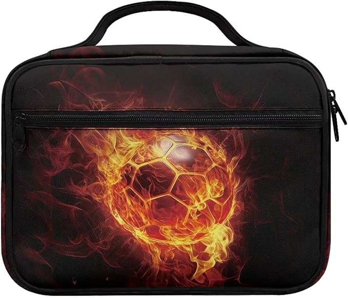 Fire Soccer Ball Style Bible Covers for Women Men Zippered Bible Carrying Case Bible Carrier Book Bag Church Bag Bible Protective with Handles
