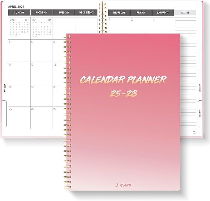 Monthly Planner 2025-2028, 2025 Calendar 36 Months Planner With Monthly Tabs, July 2025- June 2028, 8.5" x 11", 3 Years Academic Calendar Hard Cardboard Cover with Spiral Bound, Perfect for School & Office for Women & Men