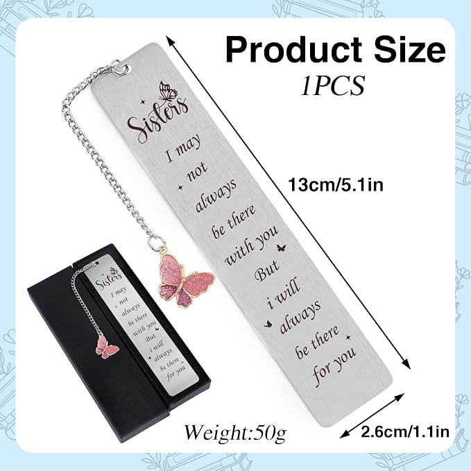 Metal Bookmark Gifts for Sisters - Inspirational Sister Birthday Gifts for Sister, Encouraging Graduation Christmas Wedding Birthday Accompany Present for Sister Stepsister