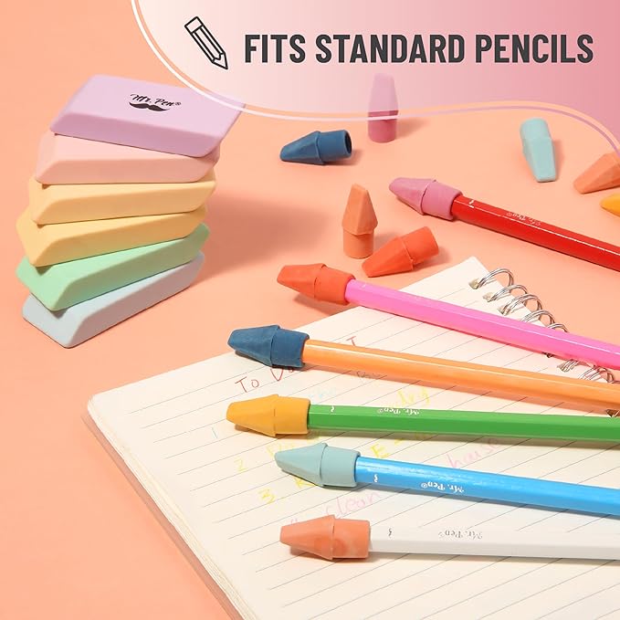 Mr. Pen- School Eraser Combination Set, 66 Pack, Colorful, Latex Free Erasers for School, Office, Art Sketching, Homework, Exams, Clean Smudge-Free Correction