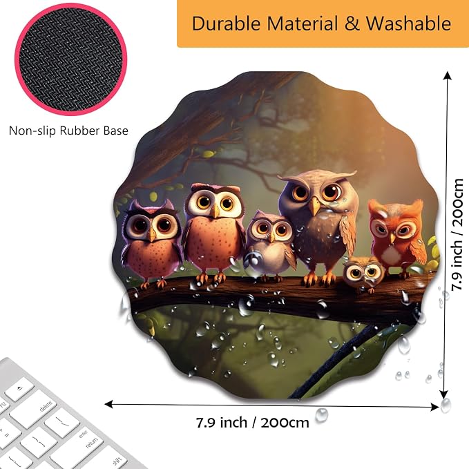 Pen Holder for Desk, PU Leather Multifunctional Desktop Storage Box and Anti-Slip Mouse Pad Set, Makeup Brush Holder Pen Organizer for Office and Home - Cute Owl