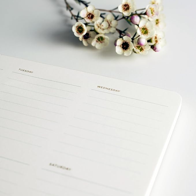 Pinesman - One Week - Elegant Undated Weekly Desk Planner, Gold Foiled, A4, Minimalist Weekly To Do List Notepad, Daily Schedule, Work Week Planner Pad, Eco-friendly, FSC™ Certified