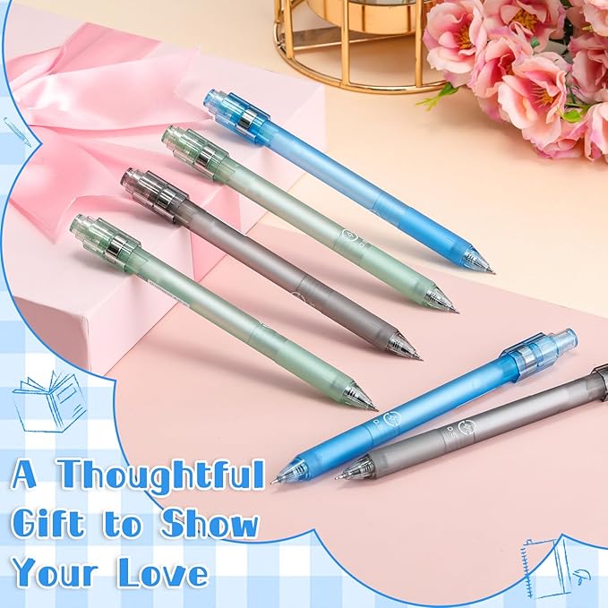 Crtiin 6 Pcs Fidget Spinner Pens for Adults Black Ink Gel Pens with Fidget Ball Stress Relief Pen Spinning Pen for Office Supplies Journaling (Hexagon,Dark Color)