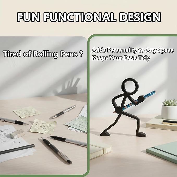 3D Printed Humanoid Pose Pencil Holder, Creative Pencil Stand Desk Organizer, Fun Cute Office Decor for Home School (Sniper)