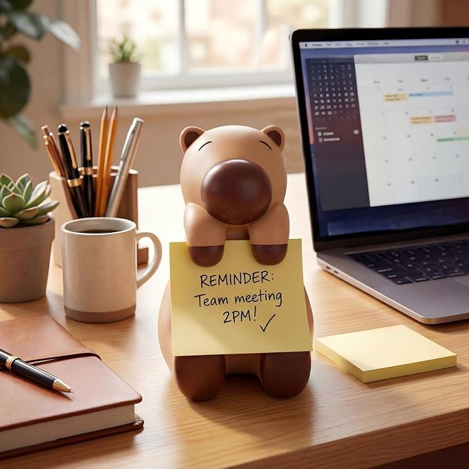 Chunful 3pcs Pop-up Note Dispenser Set Include Resign Capybara Note Dispenser, 2 Pcs 3" x 3" Sticky for Office Desk Accessories