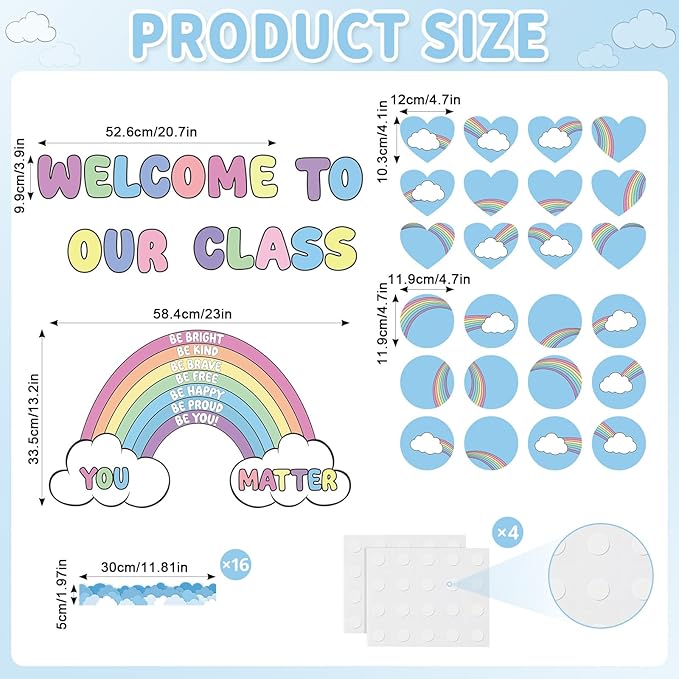 Summer Rainbow Bulletin Board Set Back to School Classroom Decoration Positive Affirmation Bulletin Board Inspirational Rainbow Cutouts for First Day of School Home Chalkboard Wall Door Decor