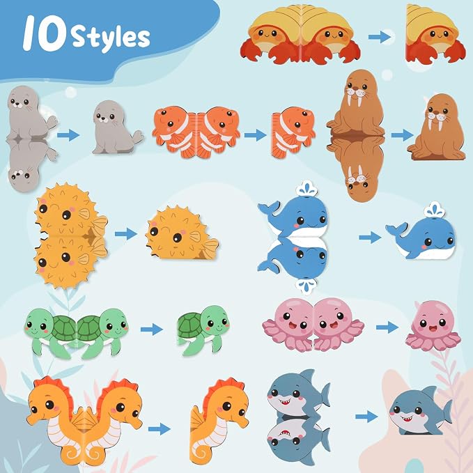 10Pcs Magnetic Bookmark, Cute Marine Animals Theme Bookmarks, Animal Book Marks for Reading, Office Reading Accessories, Page Clips for Book Lovers, Reader, Women, Students