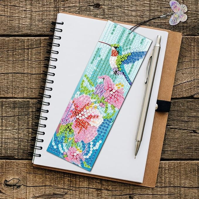 4PCS Diamond Art Bookmarks DIY Hummingbirds Diamond Painting Bookmarks for Adults Book Lovers Beginners DIY Crafts, Christmas New Year Graduation Birthday Gift