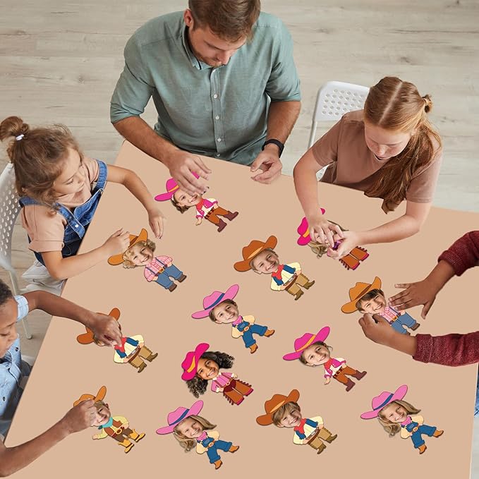 48Pcs Western Cowboy Hat Cutouts Bulletin Board Decorations Pink Cowgirl Paper Cut Outs DIY Photo Picture Craft for Kids Kindergarten Party Home Wall Back to School Classroom Birthday Supplies