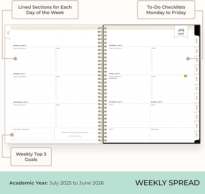 Blue Sky Day Designer 2025-2026 Weekly and Monthly Academic Year Planner Calendar, July 2025 - June 2026, 8.5" x 11", Flexible Cover, Wirebound, Rose Garden