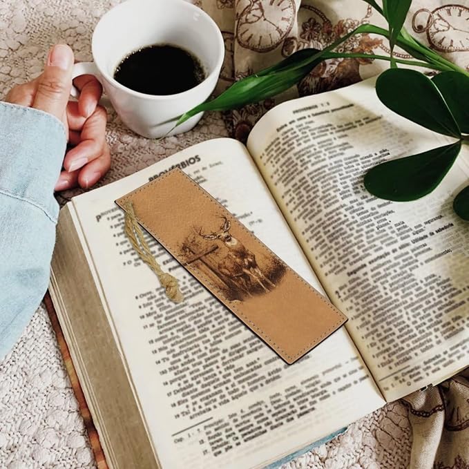 Vintage Religious Cross Deer Bible Case with Bookmark Waterproof Bible Cover Case for Women Lightweight Bible Bag with Handle Pockets Church Book Bag Brown