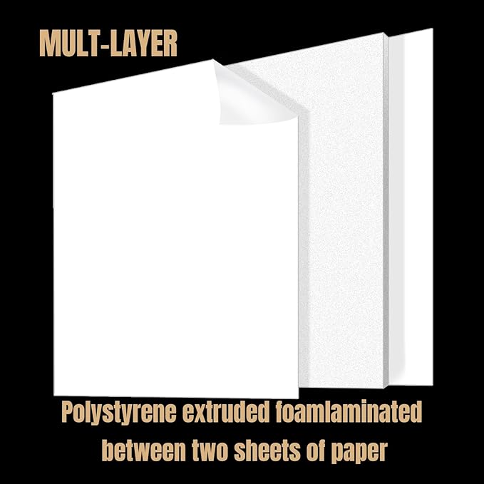 WEWLINE Foam Board 24×36×3/16" Thick, 12 Pack White Poster Board, 5mm Foam Core Board, Acid Free Double Sided Foam Board Sheets Perfect for Art Porject, Painting, Craft, Presentation
