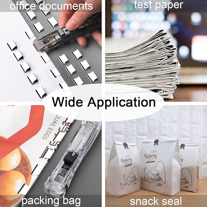 2 Pcs Handheld Reusable Creative Stapler Push Stapler Clips Paper Clamp Dispenser 40 Sheet Capacity with 100 Stainless Steel Refill Binder Clips for Office Document School Supplies