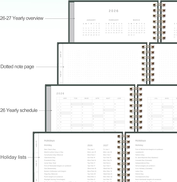 And Per Se 2026 Planner, A4 Size-Daily, Weekly & 18-Monthly Planner, Daily Schedule, Monthly Tabs, 100 GSM Thick Paper(Forest Green)