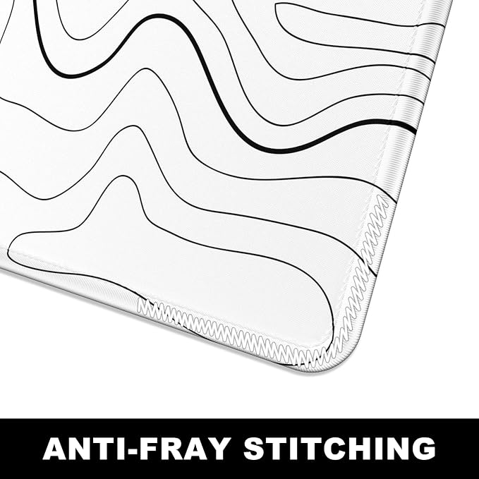 BOSOBO Large Mouse Pad, Desk Pad, XXL XL Extended Gaming Mouse Pad, Desk Mat for Office & Home, Long Keyboard Mat, Desktop Full Cover 31.5" x 11.8", Minimalist Topographic Map White