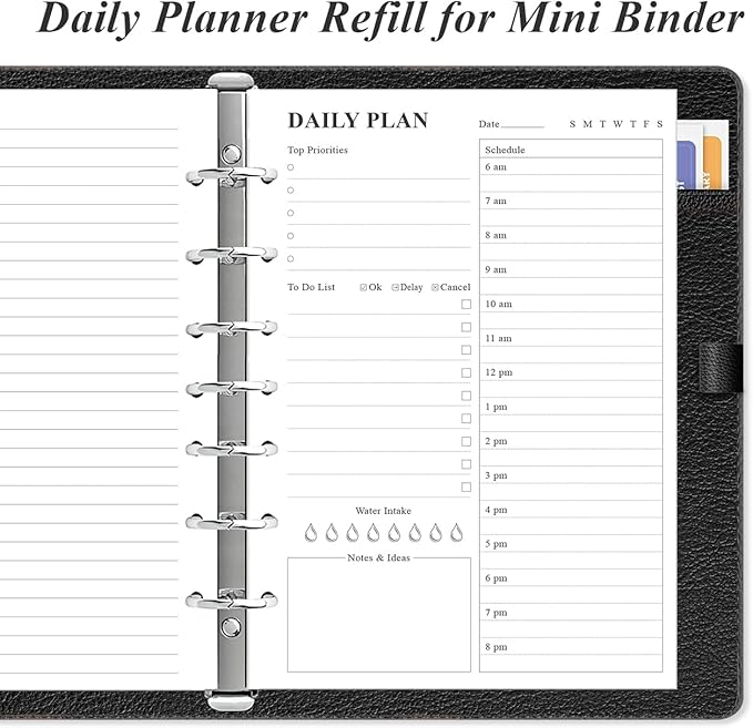 (3-Pack) 7-Hole Undated Daily Planner Refill - A5 To Do List Insert, 300 Sheets/600 Pages Planner and Lined Refill, 6-Hole Punched, 100 gsm White Paper, 5.8'' x 8.3''