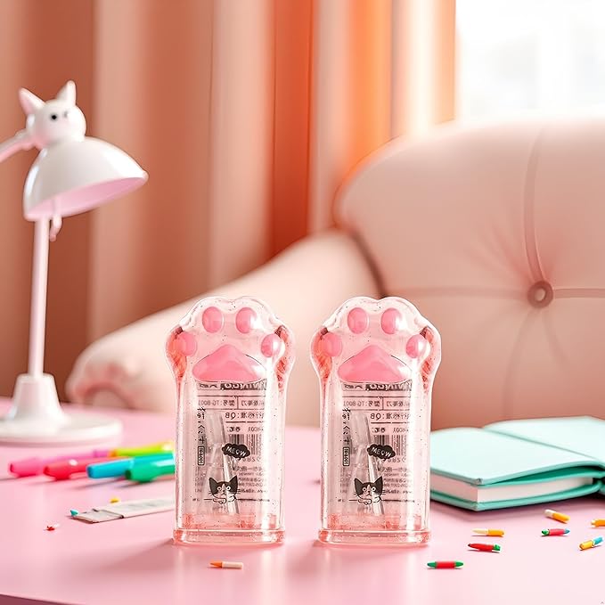2Pcs Pink Cute Cat Paw Pencil Sharpener Kawaii School Supplies Student Prize Kids Gift Pencil Sharpener Cat Schools Supplies for Girls Cat Lovers Office School Home Writing and Correction Supplies