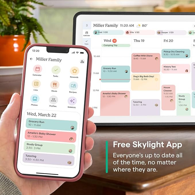 Skylight Calendar 2 - 15-inch Full HD Touchscreen Digital Calendar, Featured on Wirecutter - Wall Planner & Interactive Chore Chart, Smart Family Organizer, 16GB Storage, Wi-Fi, Wall Mount Included - Classic, Lagoon
