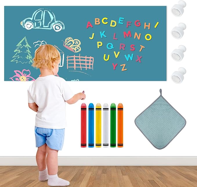 Magnetic Wall Decal for Kids,32x40 Inch Arched Magnetic Chalkboard for Wall,Suitable for Home Decoration Wallpaper and Children's Game Room (Cyan, 16x40 Inch)