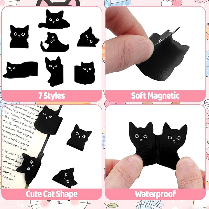 9Pcs Cat Gifts for Women Men Cute Book Page Holder Set Funny Bookmarks Bulk Cat Bookmarks for Book Lovers Cats Lover Birthday Gifts for Reader Coworker Friends Adult Cats Owner Reading Accessories
