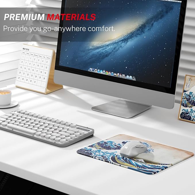 MROCO Essential Office & Gaming Mouse Pad, 8.5 x 11 Inch, Big Wave | Anti-Fray Stitched Edges, Functional Pattern Design, Non-Slip Rubber Base, Water and Stain Resistance