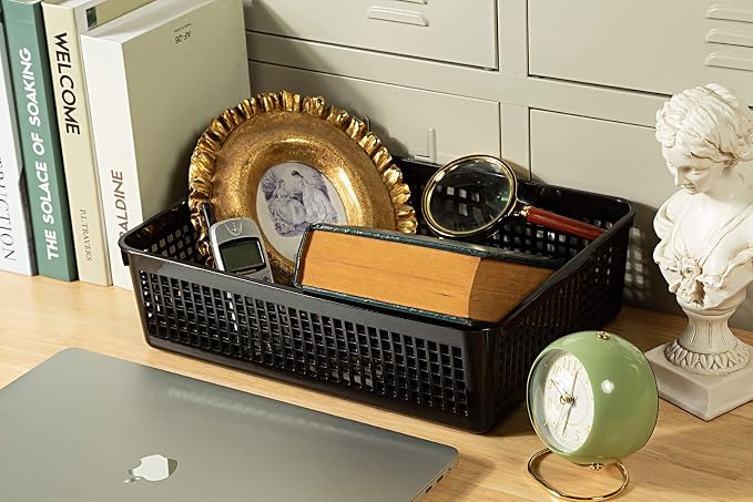 Aebeky A4 Size Plastic Paper Storage Trays,Desktop File Organizer Baskets,6-Packs (Black)