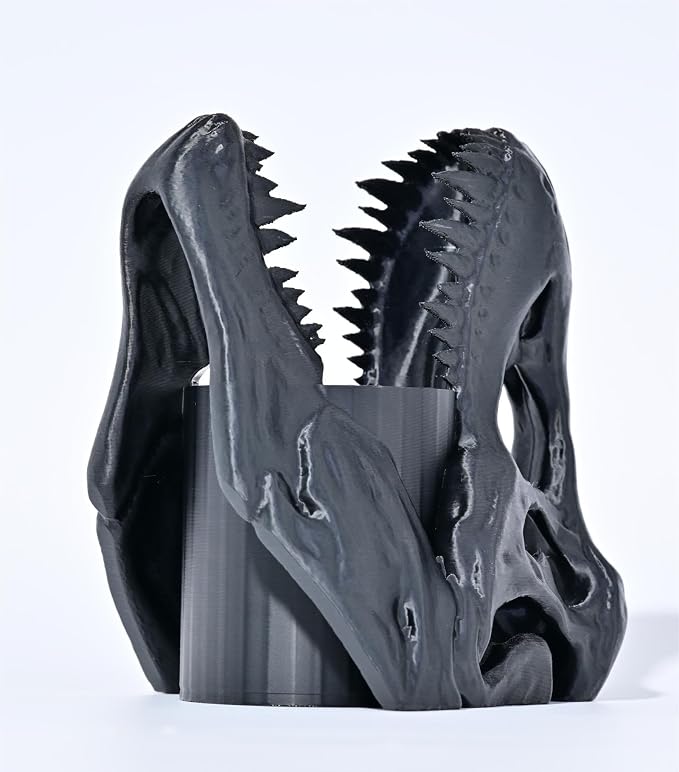 Dinosaur Pen Holder, Dinosaur Skull Figurine Pencil Holder for Office Desk Decor, Funny Easter Gifts for Men Boys Room Decor, Cool Black T-Rex Desktop Organizer